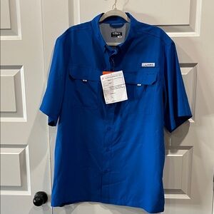Habit Men's Vibrant Blue Casual Short Sleeve Button Down Shirt Sz L NWT
